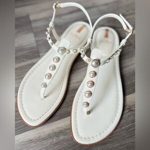 SAM EDELMAN‎ GIGI PEARL THONG SANDAL, PORCELAIN, Size 10